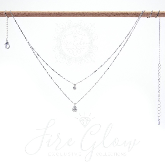 Rhodium Dipped Two Tiered Layered Charm Necklace - Picture 11 of 16